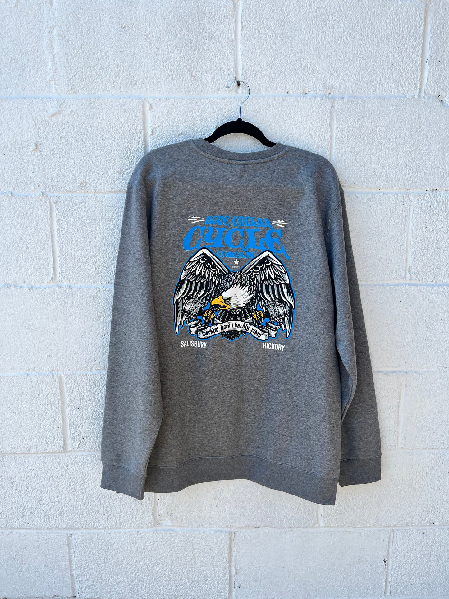 WORKIN HARD HARDLY RIDIN EAGLE CREWNECK