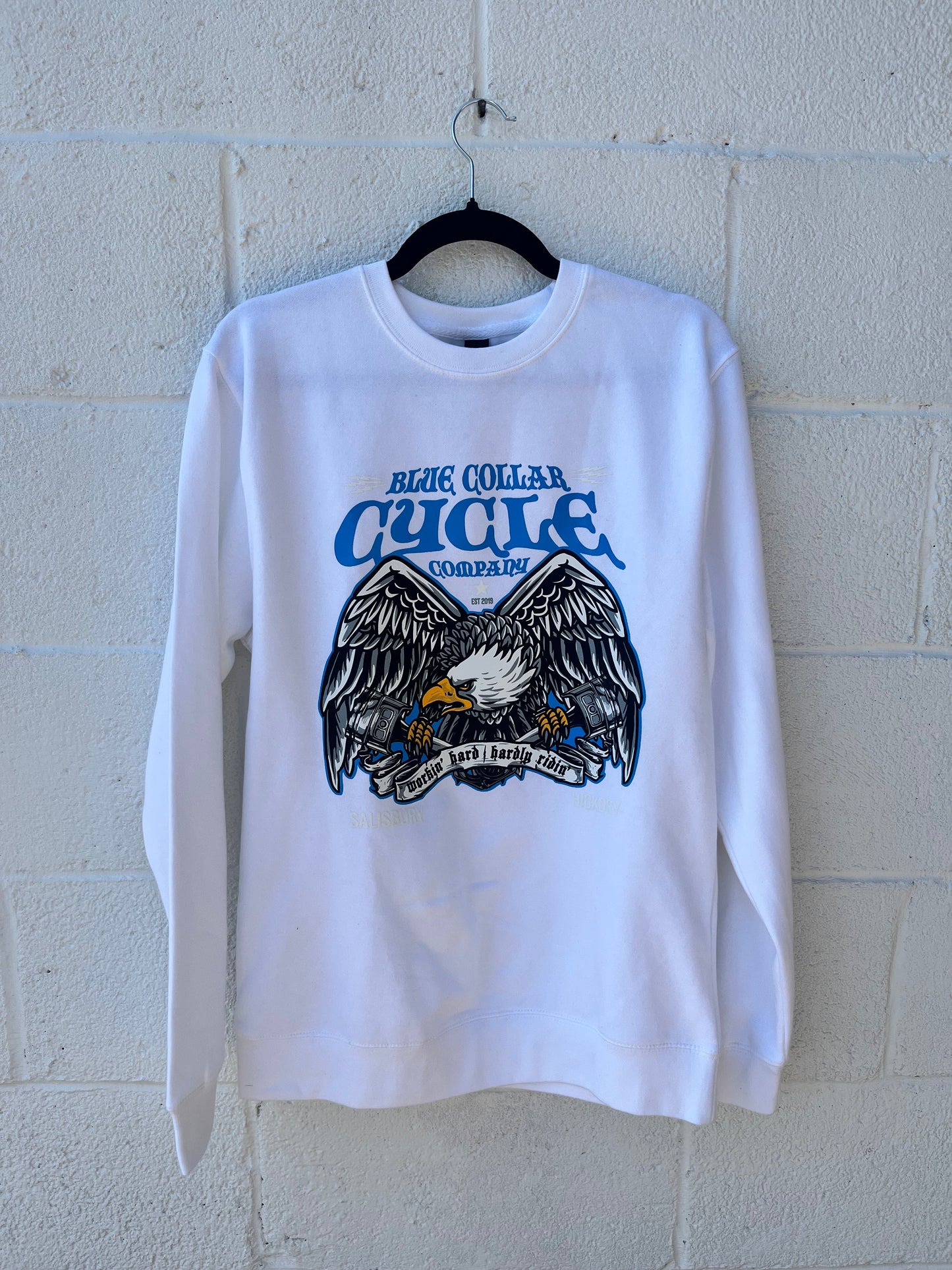 WORKIN HARD HARDLY RIDIN EAGLE CREWNECK