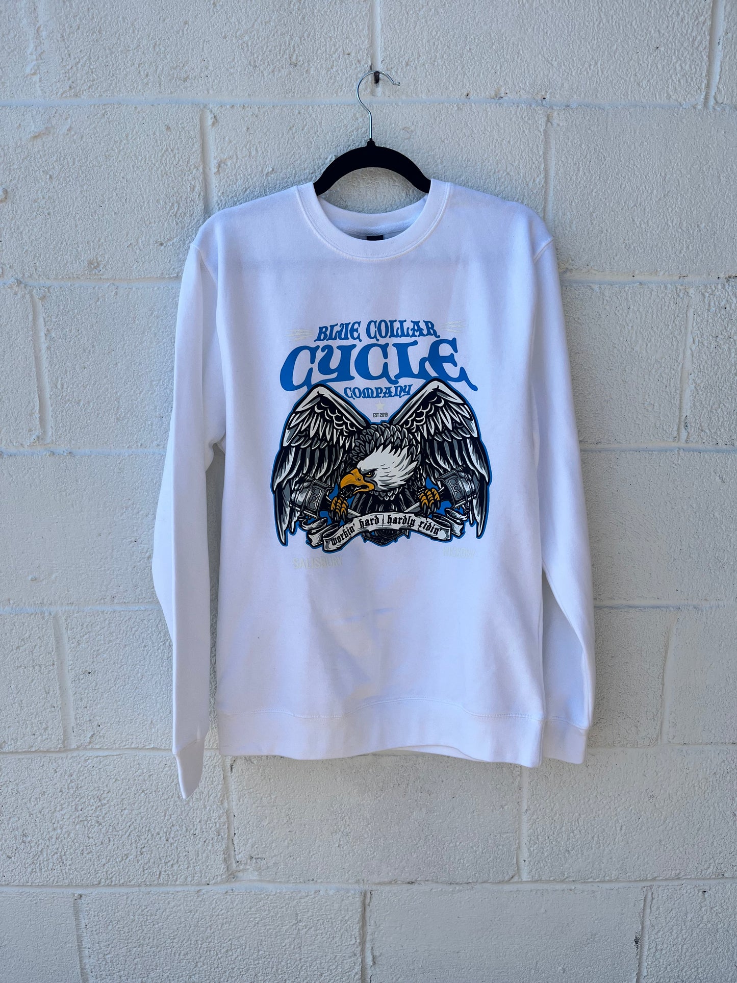 WORKIN HARD HARDLY RIDIN EAGLE CREWNECK