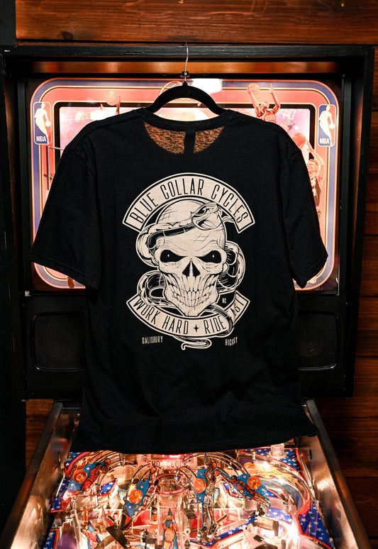 WORK HARD RIDE FAST SKULL T-SHIRT