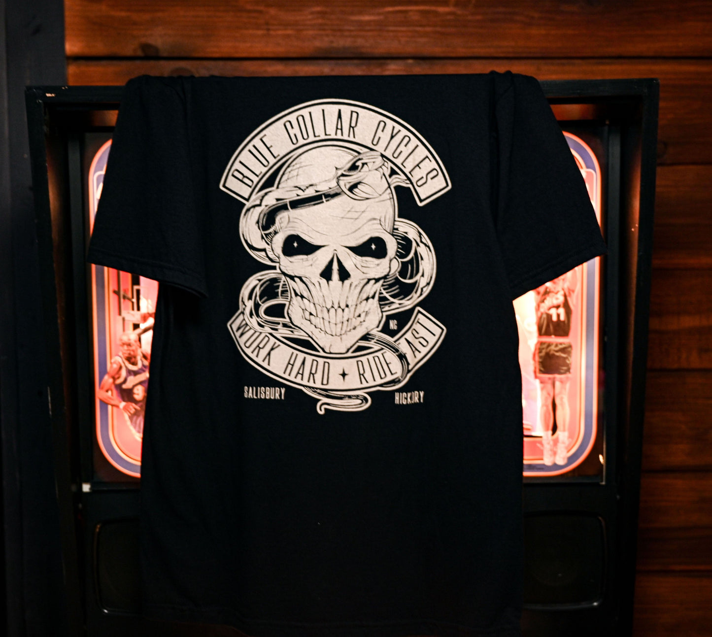 WORK HARD RIDE FAST SKULL T-SHIRT